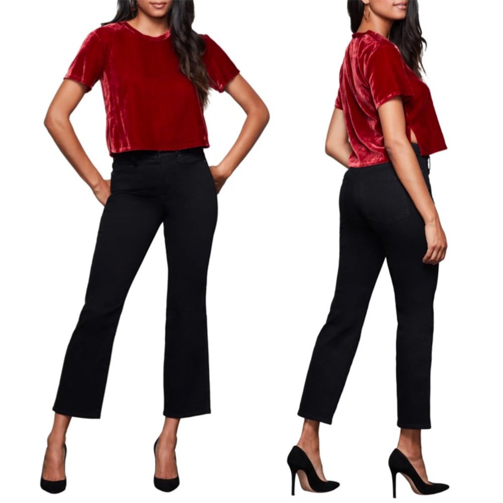 EUC Good American Velvet Deep Red Ruby Boxy Crop t-shirt Size 1-S